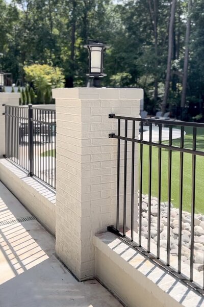 Aluminum Fence with Brick Columns in Franklin TN