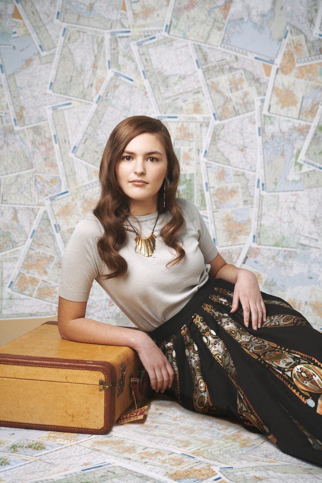 Elegant Senior Picture With Maps by High School Portrait Photographer-29