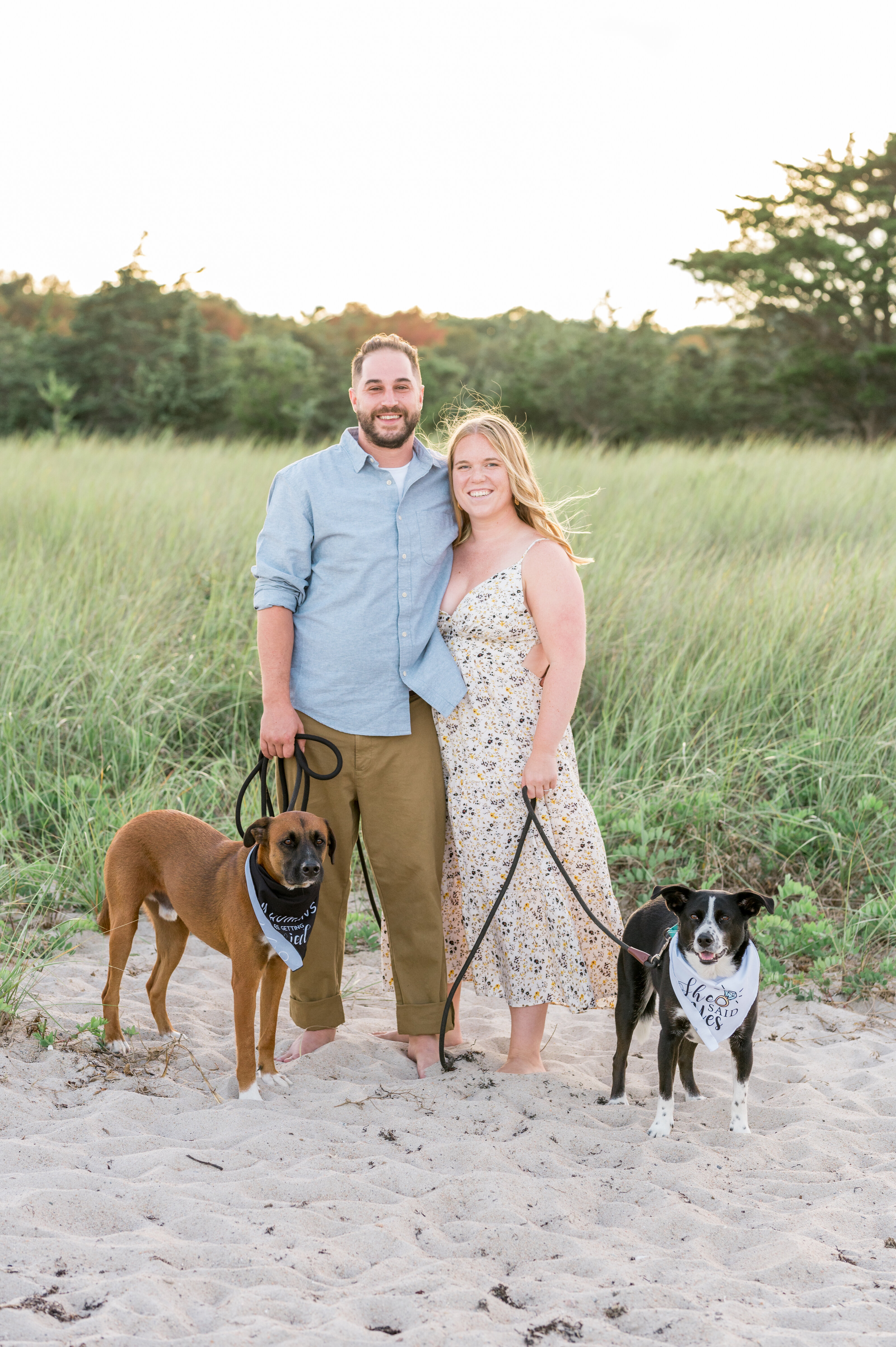 Mattapoisett Engagement Photos with Dogs
