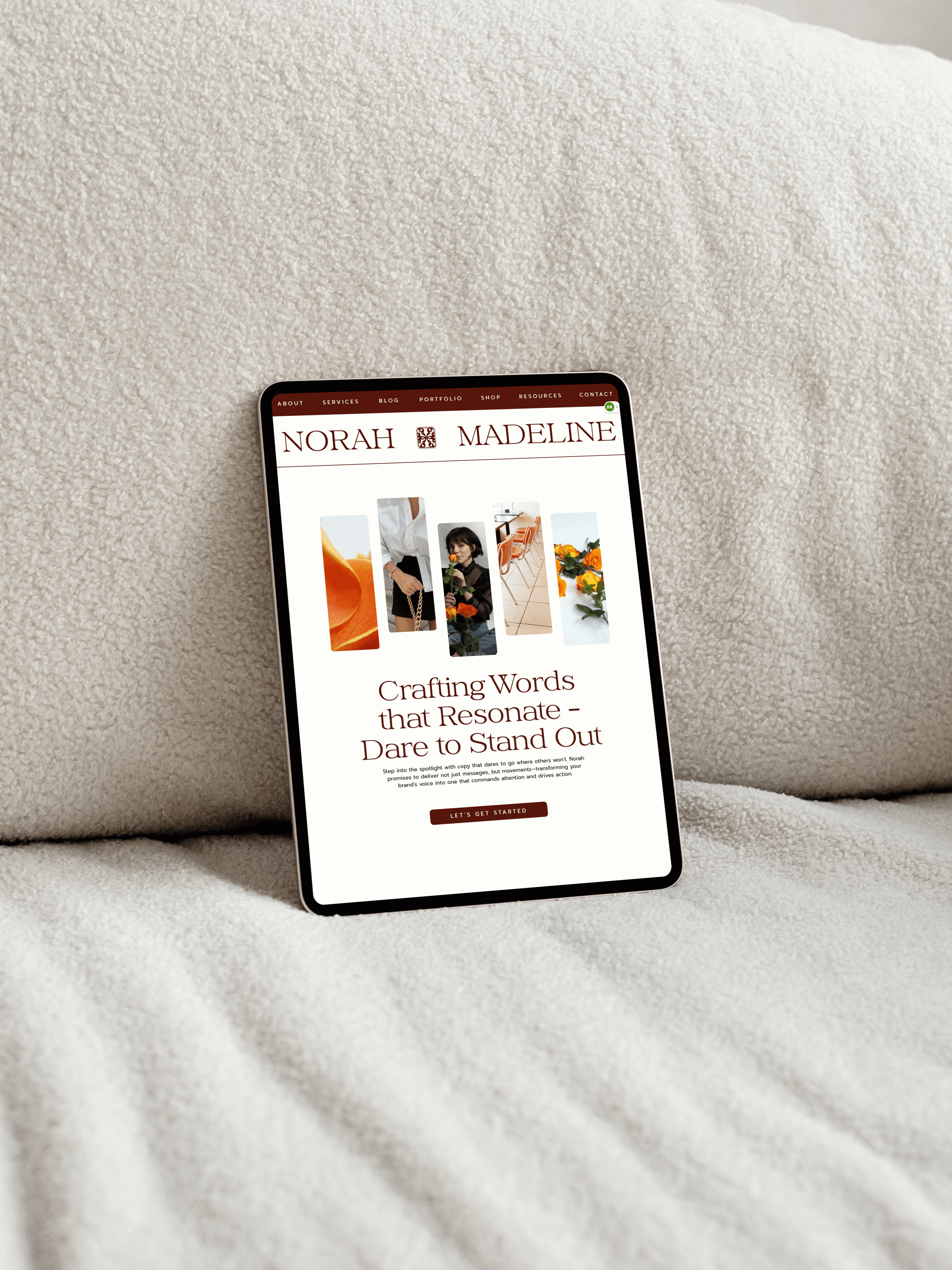 Norah Madeline Website on iPad