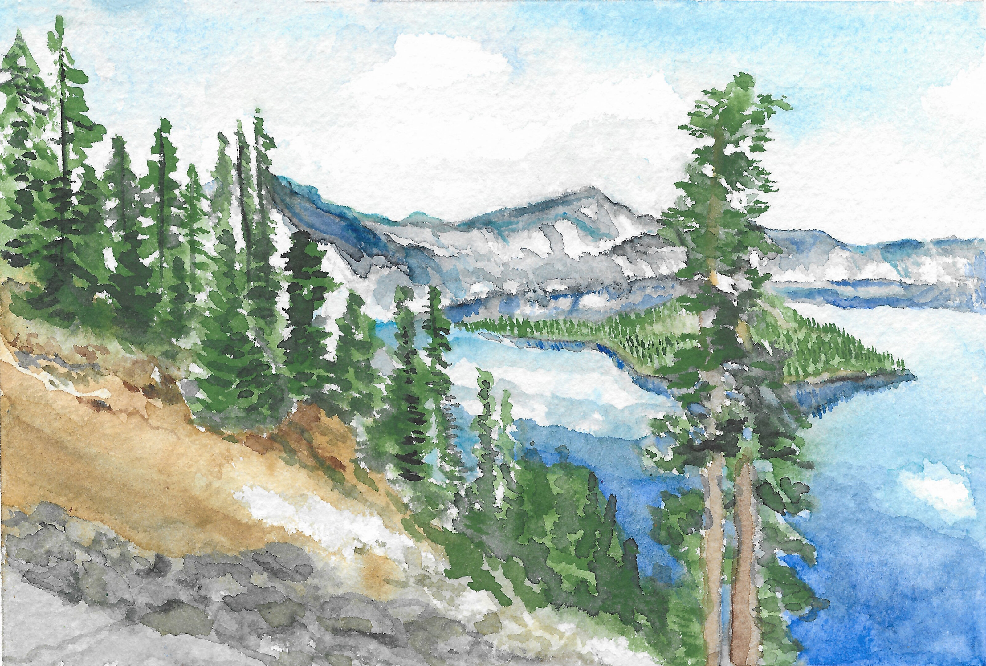CRATER LAKE WATERCOLOR