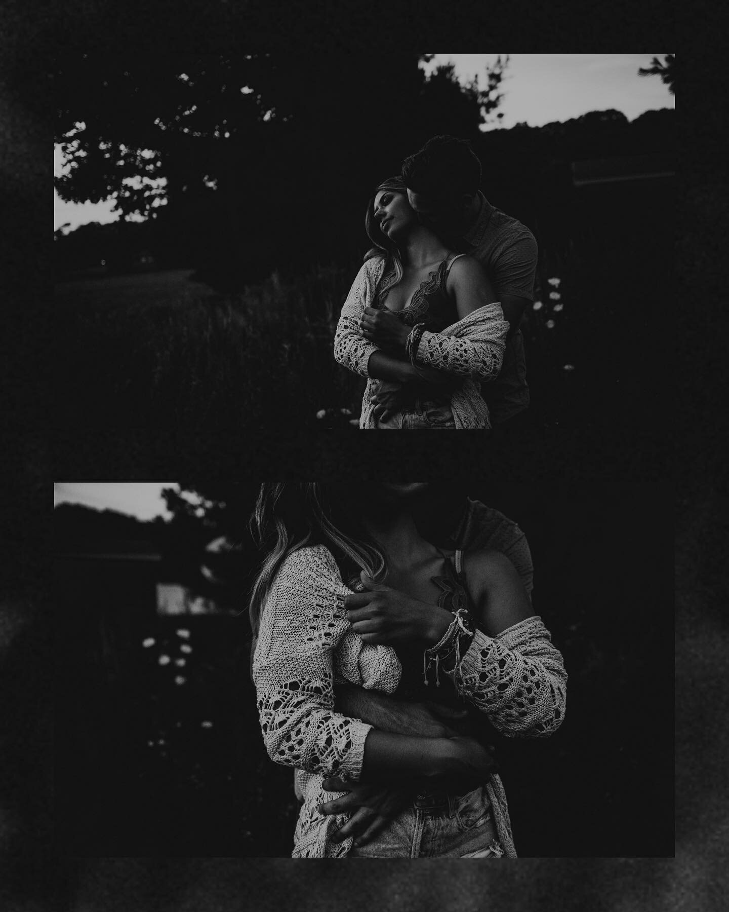 Emotional black and white photo of couple holding each other in Wexford PA field, cinematic moody film style