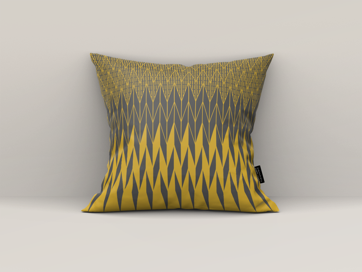 Pillow Mockup - Yellow Fractals - Korantemaa Larbi Design