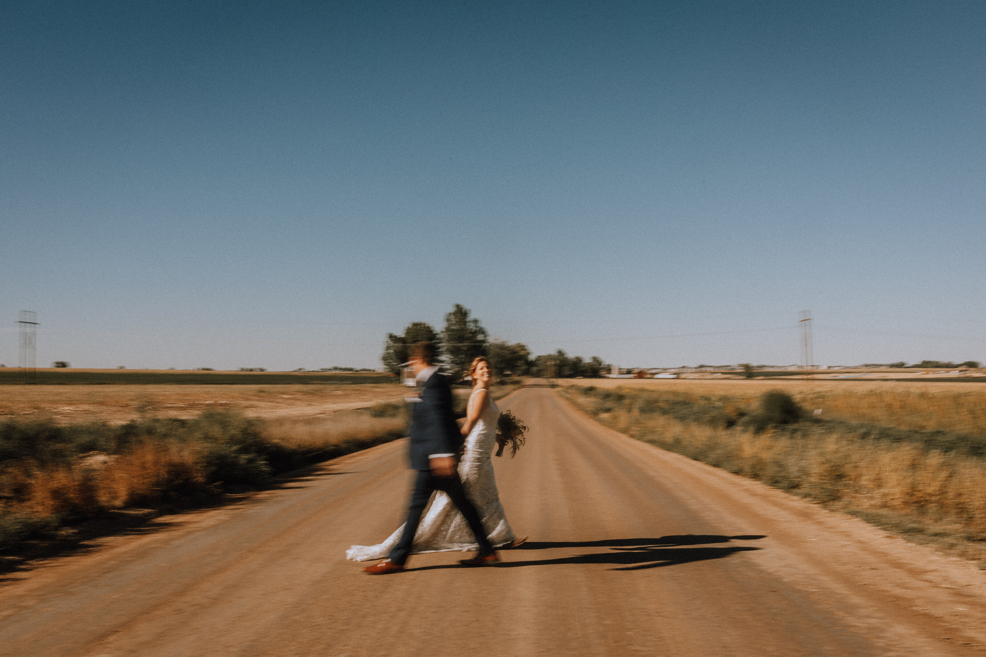 motion blur of newly weds