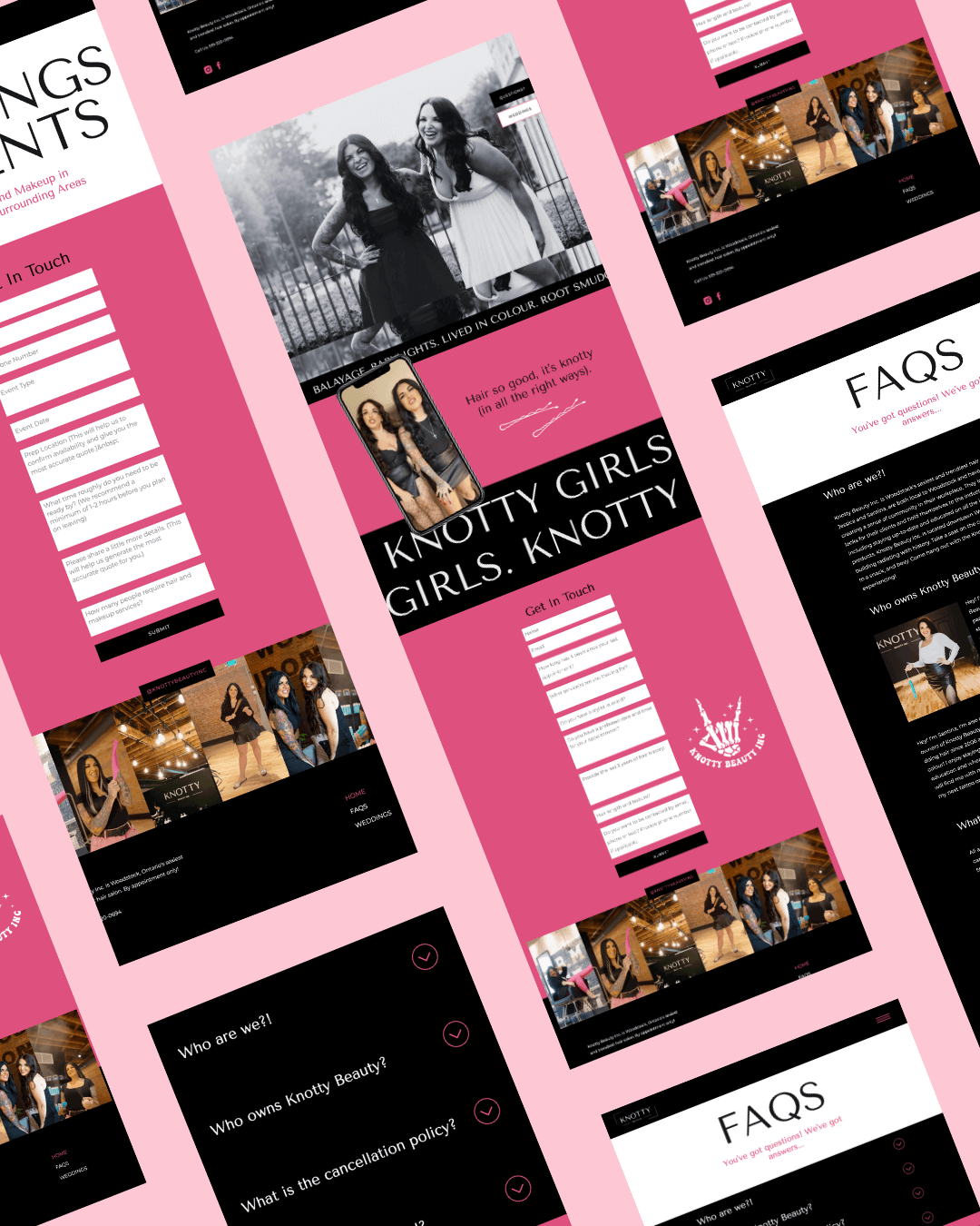 A bold and fun hair salon website, designed by Emily, a brand and web designer for women.