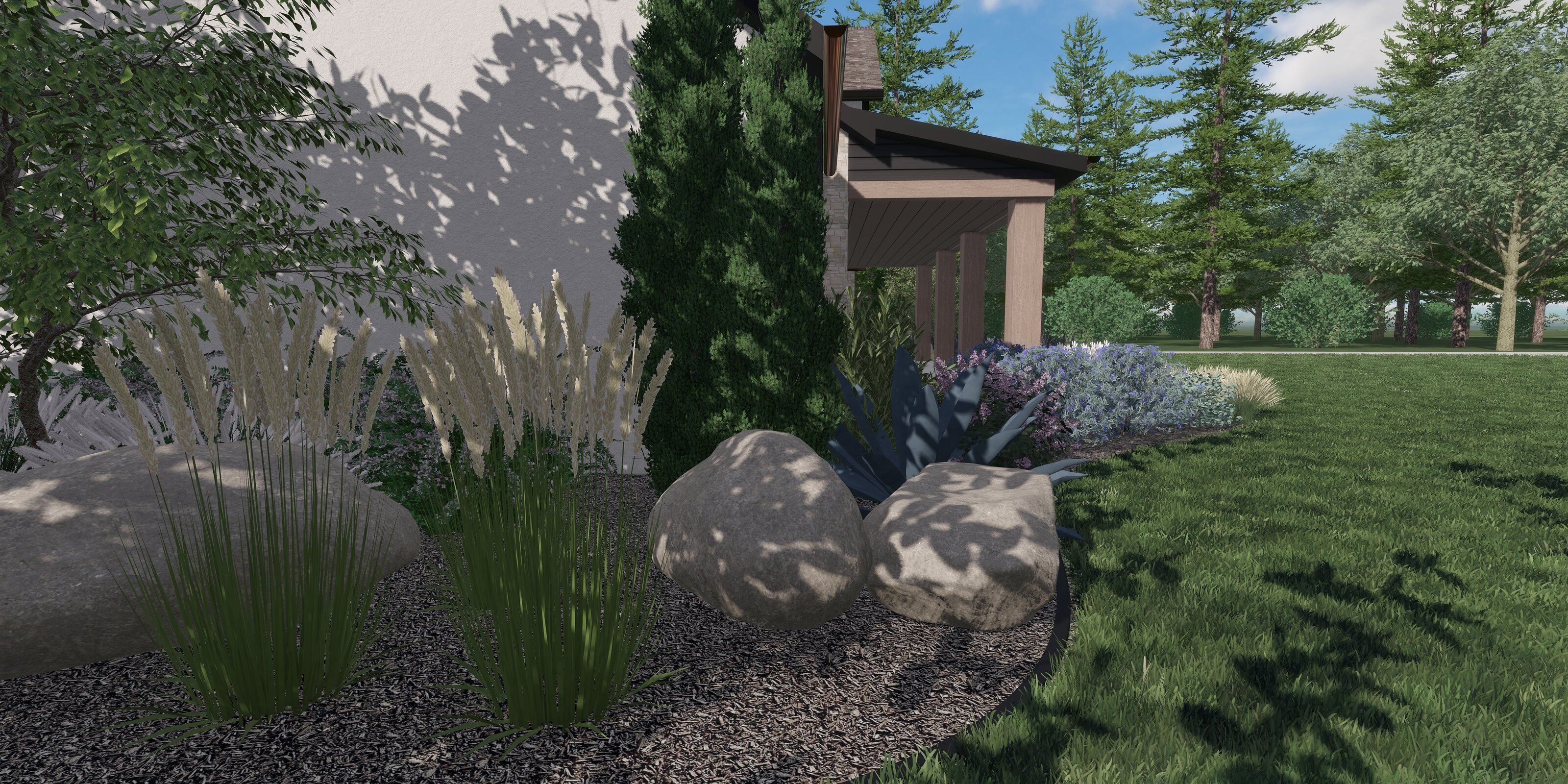 front yard landscape rendering