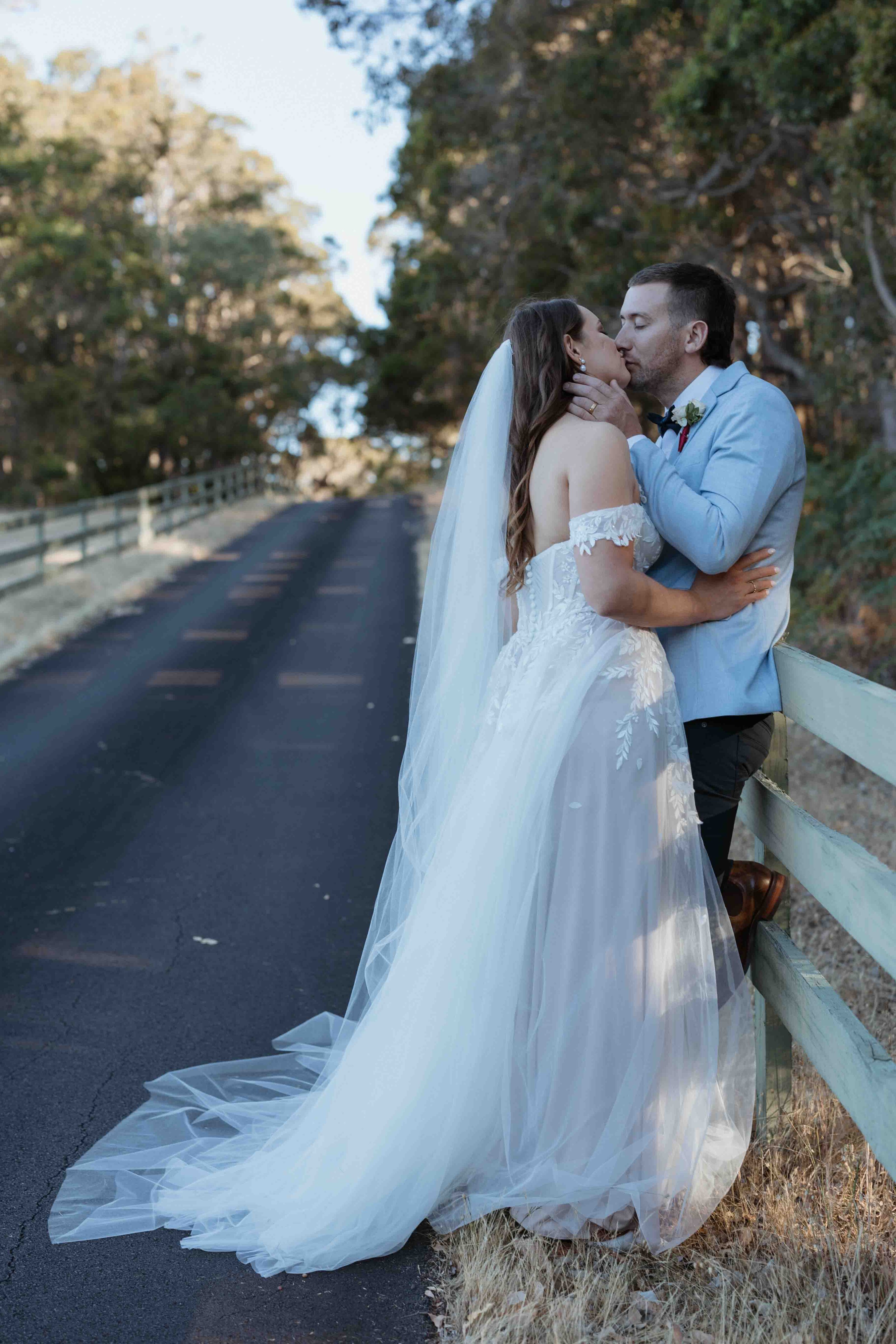Couple embracing during golden hour in Perth