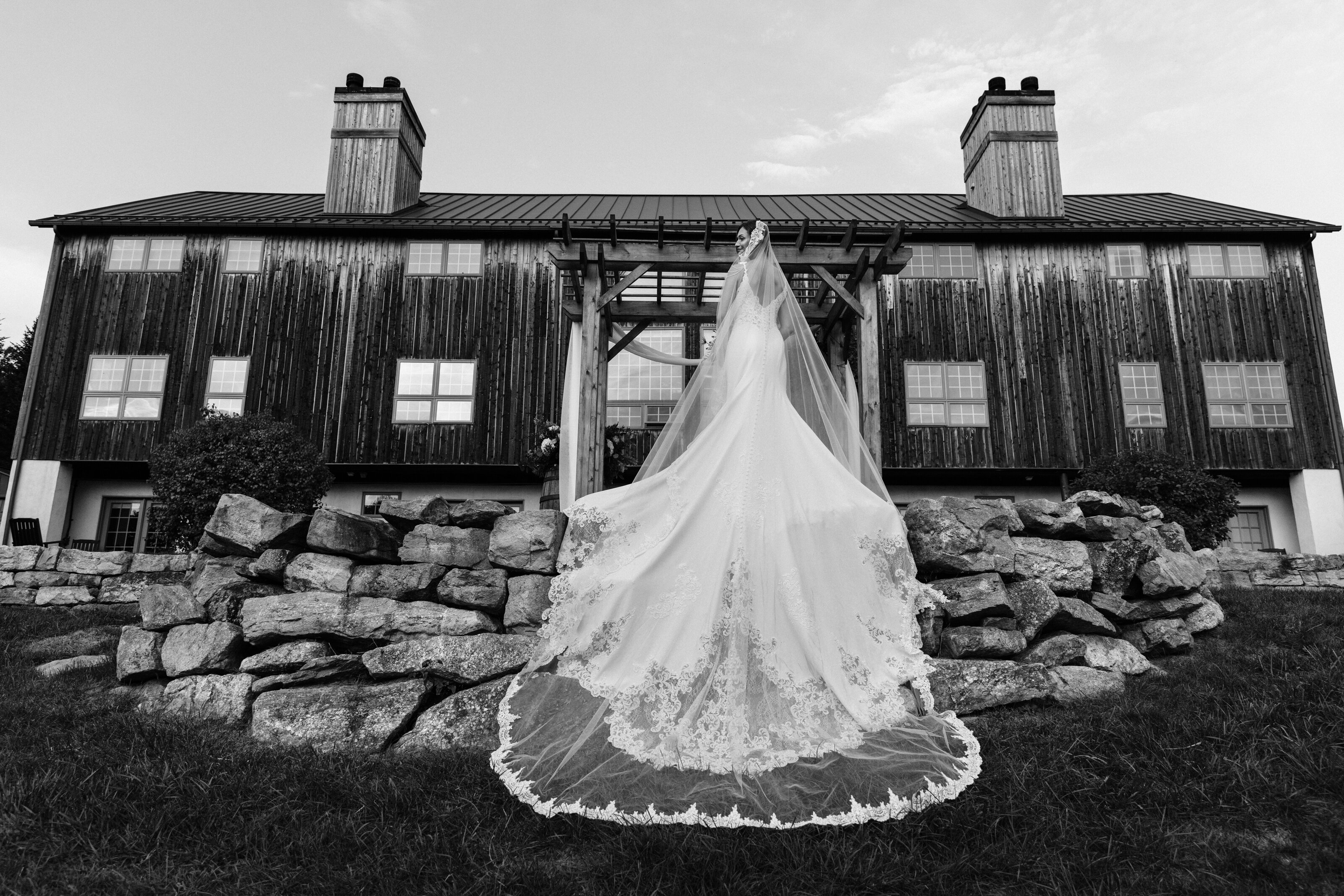 Bride gets portrait taken during her wedding day in New Jersey