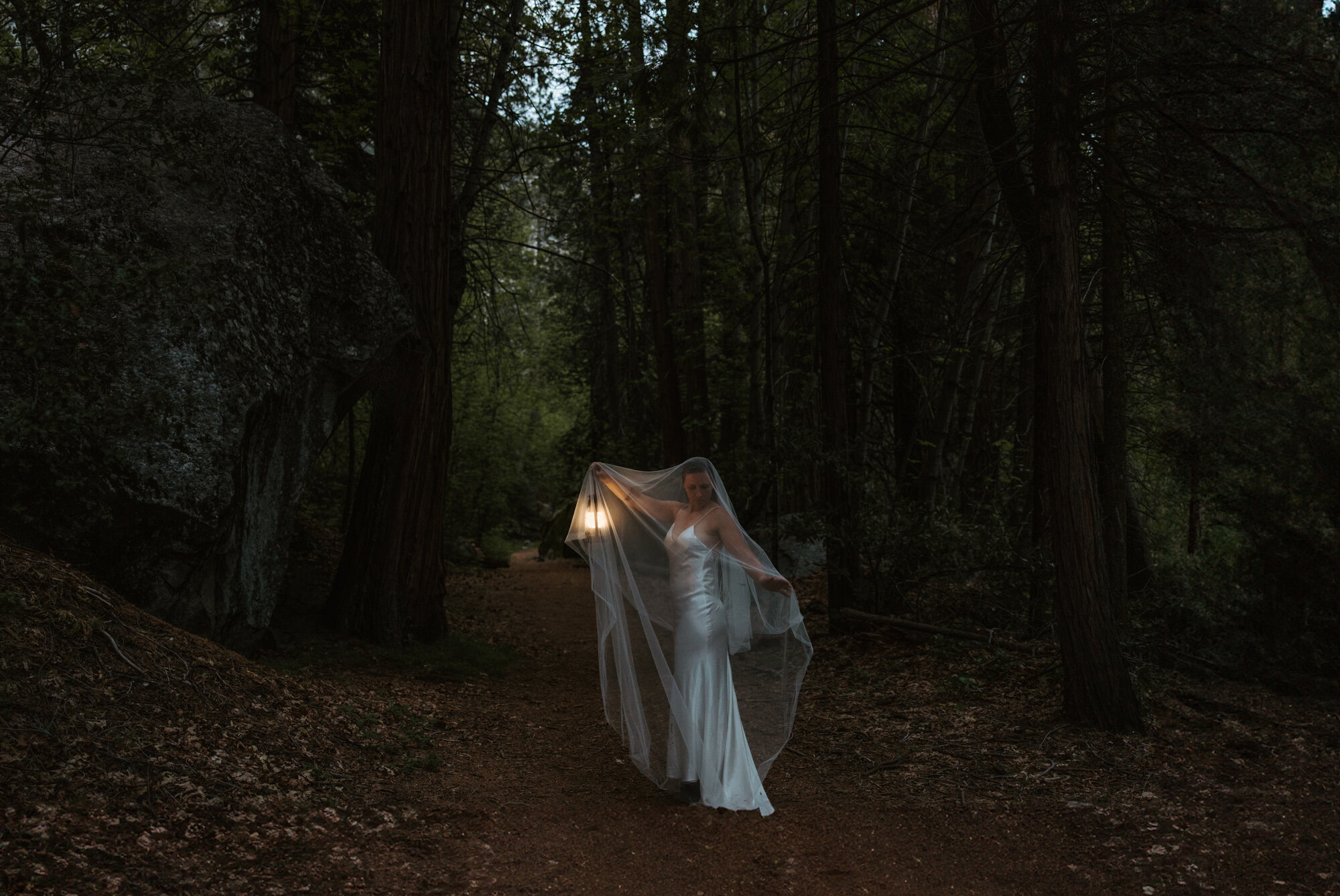 Washington bride at dusk on elopement day