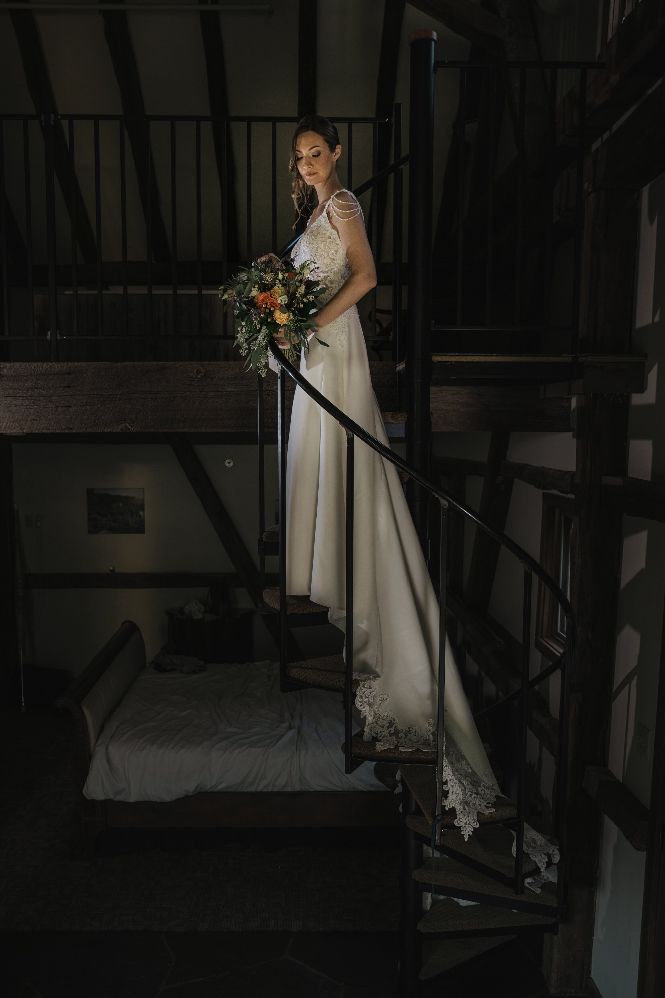 beautiful bride poses for picture on her wedding day in New Jersey