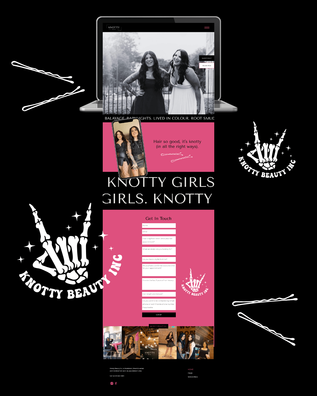 A bold and interactive hairstylist website, designed by Emily, a brand and web designer for women.