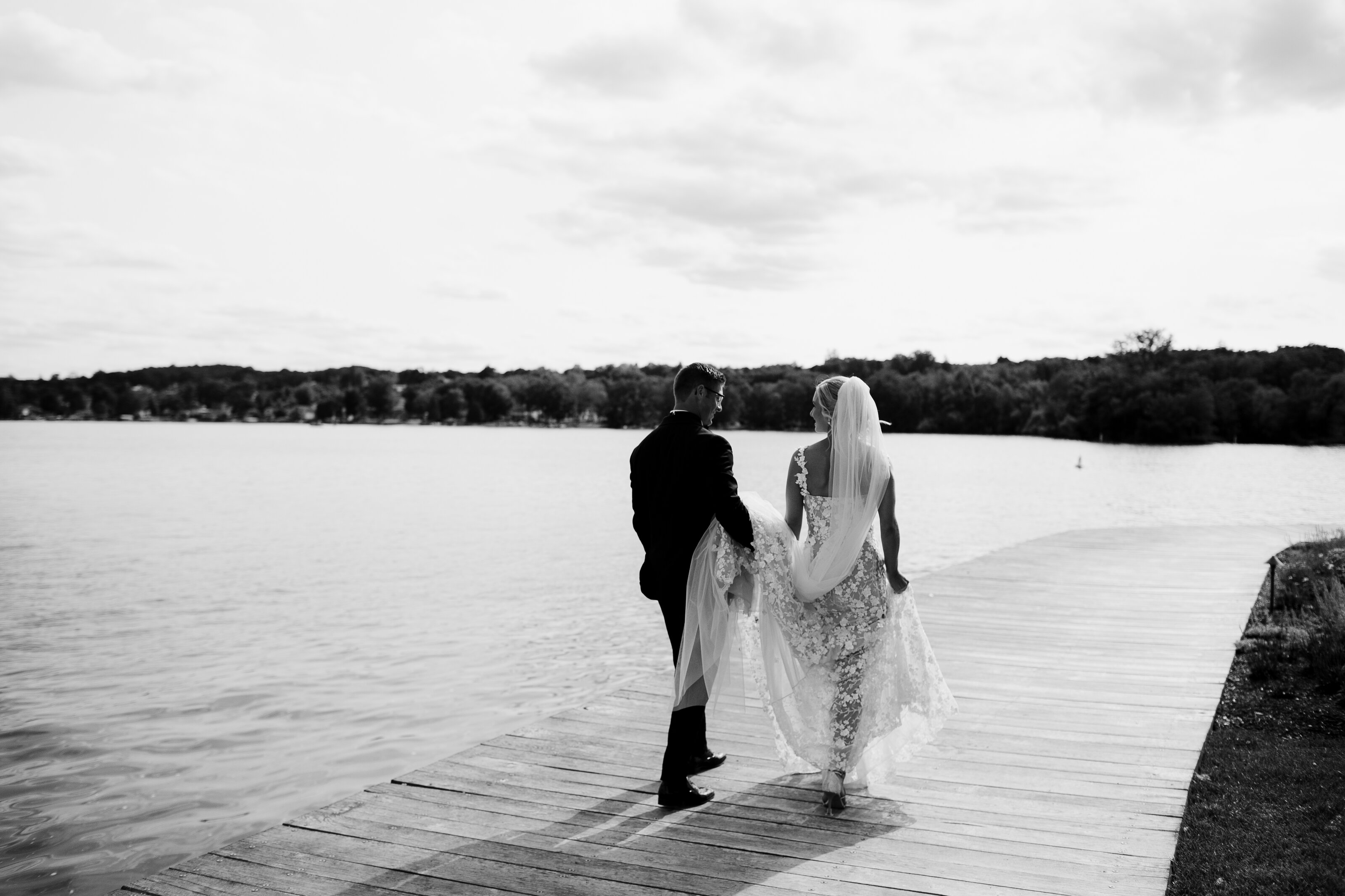 The Lake House on Canandaigua Wedding_Bride and Groom on Dock Photos_Verve Event Co (2)