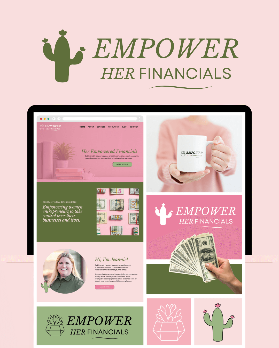 A colorful, empowering financial accountant brand designed by Emily, a brand and web designer for women.