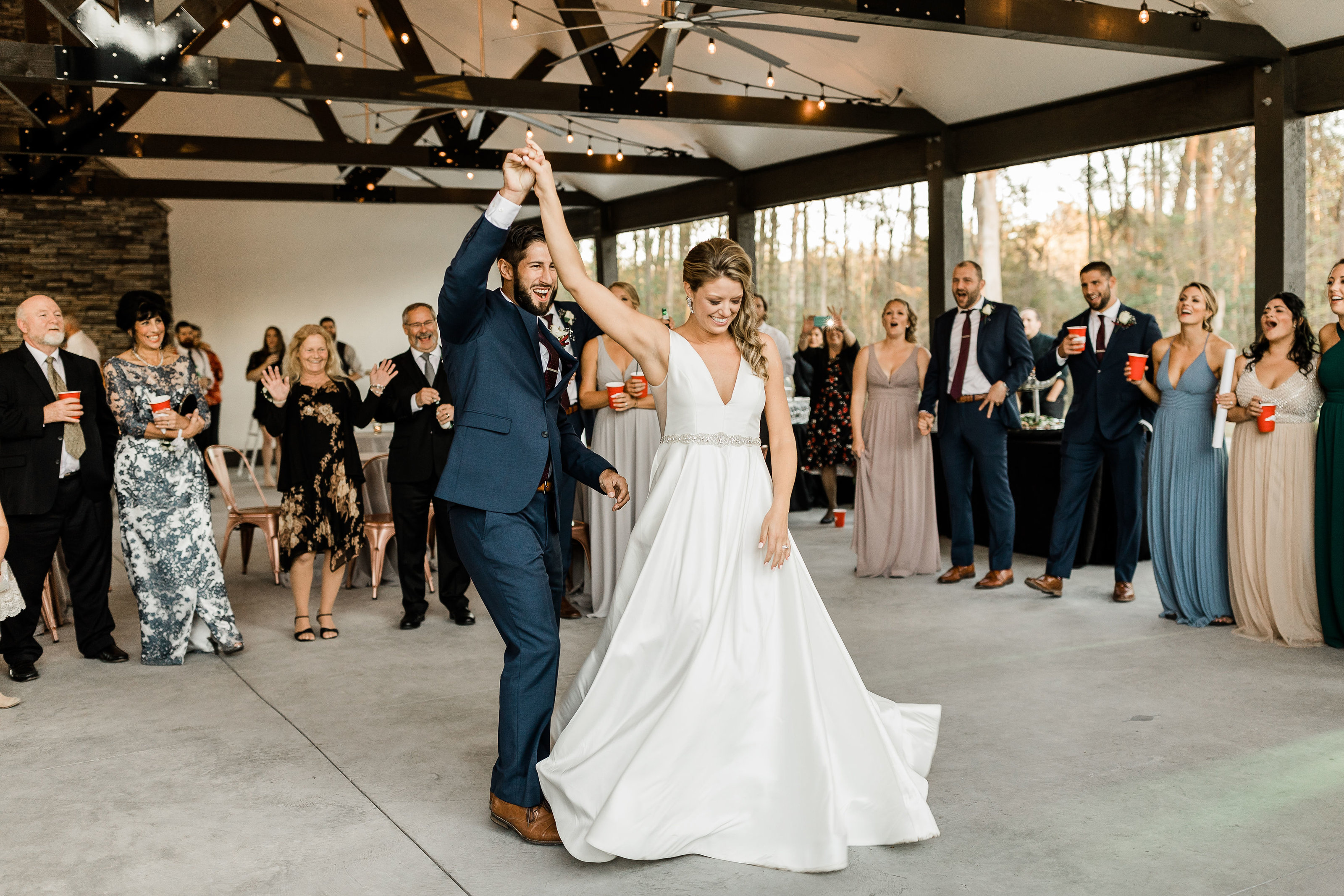 An amazing moment of a newly wed couple's first dance