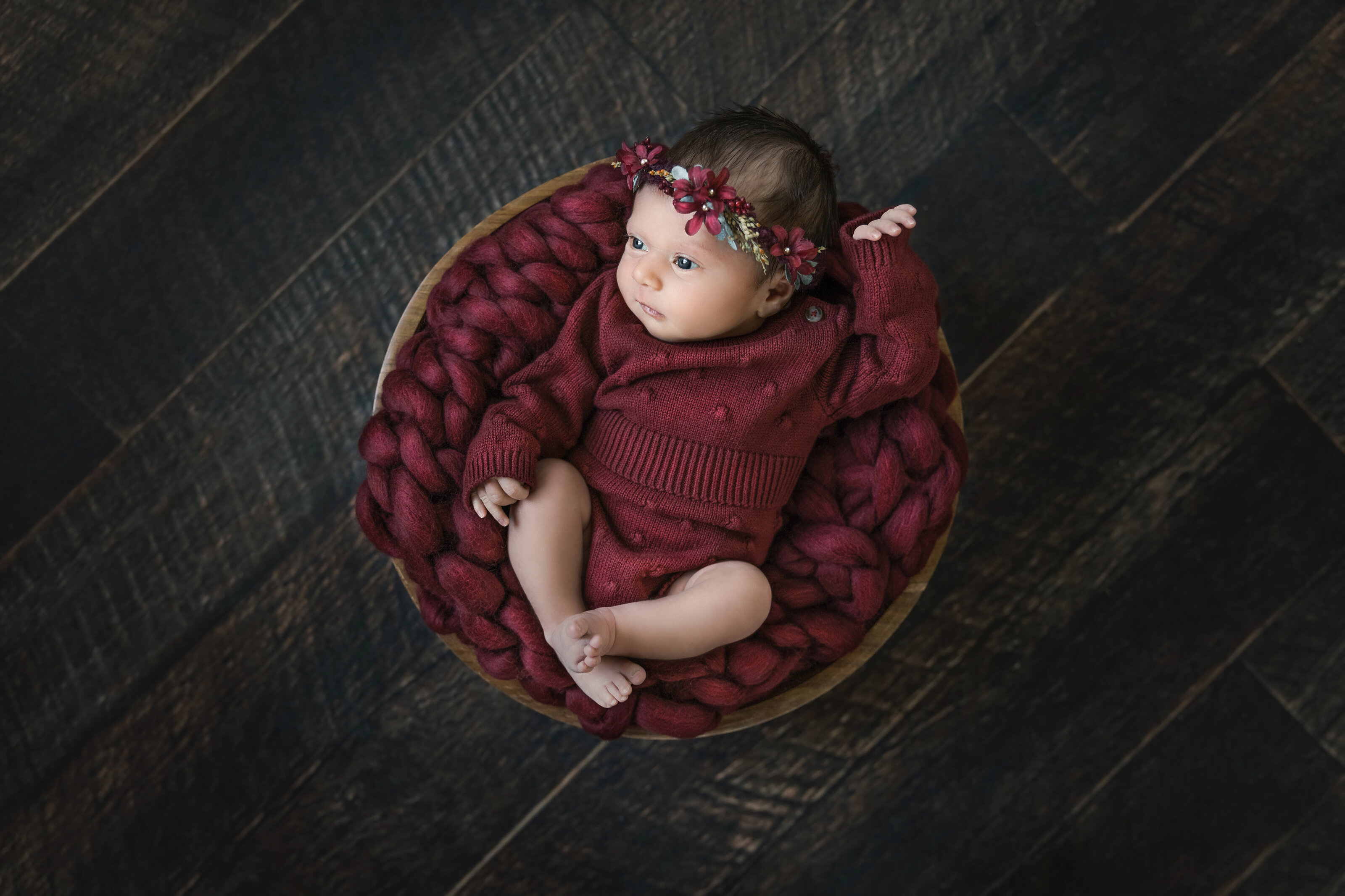 picture of a baby during newborn photography session at nj photo studio.