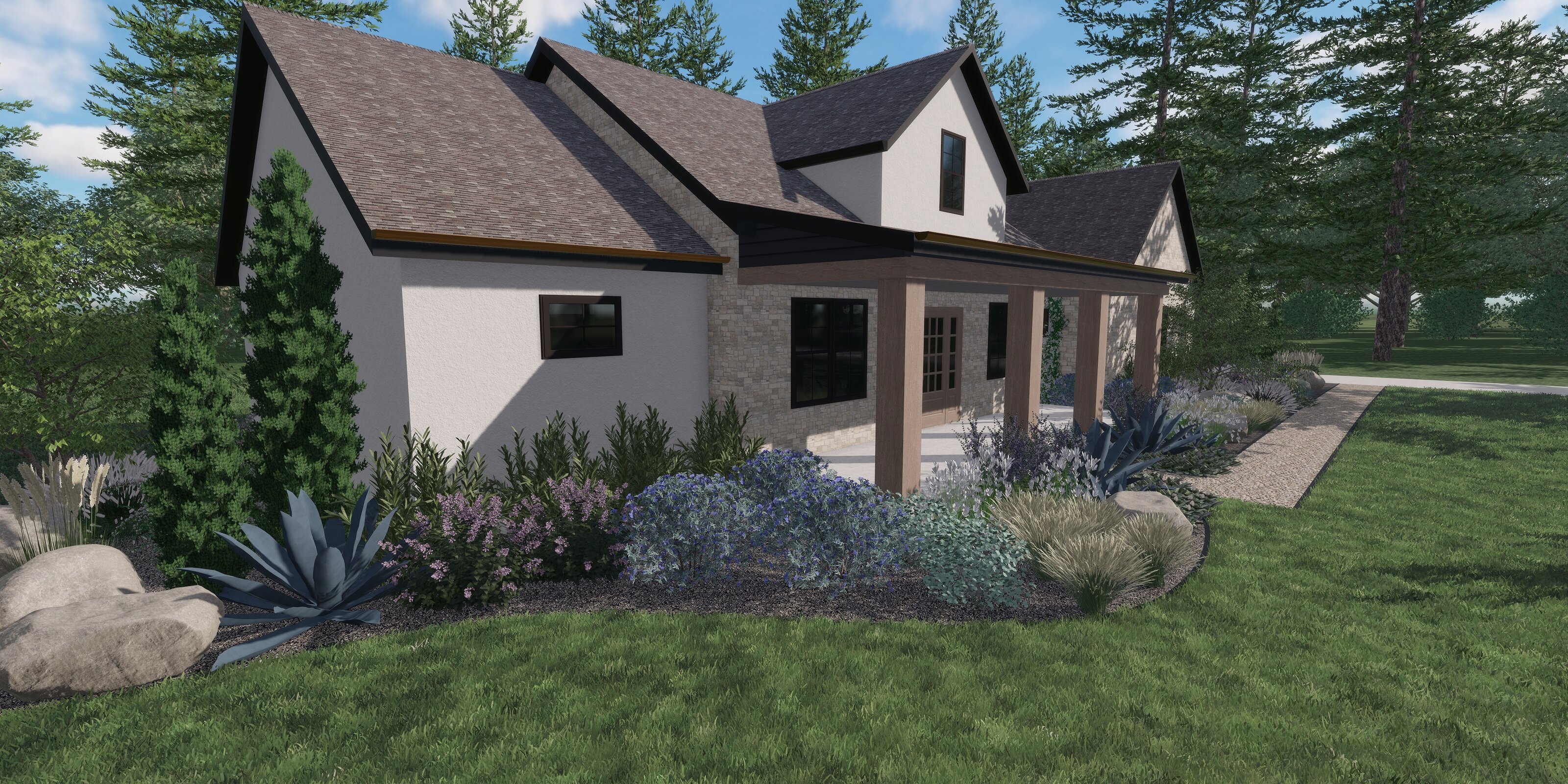 front yard landscape rendering