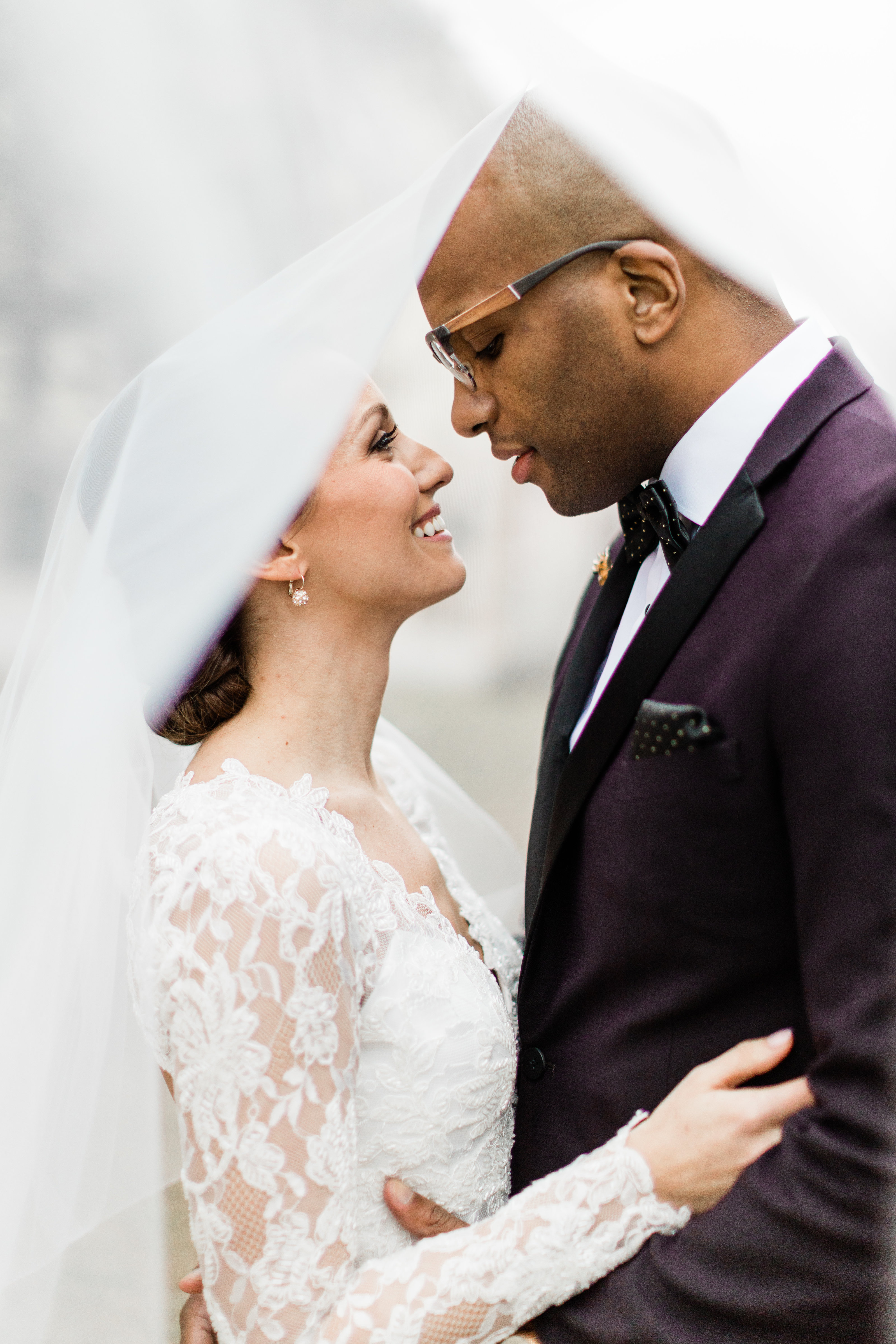 Breathtaking under the veil wedding photo