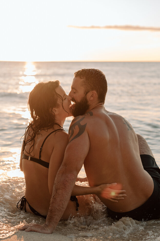Couple Beach Session in Hawaii at Sunset-126