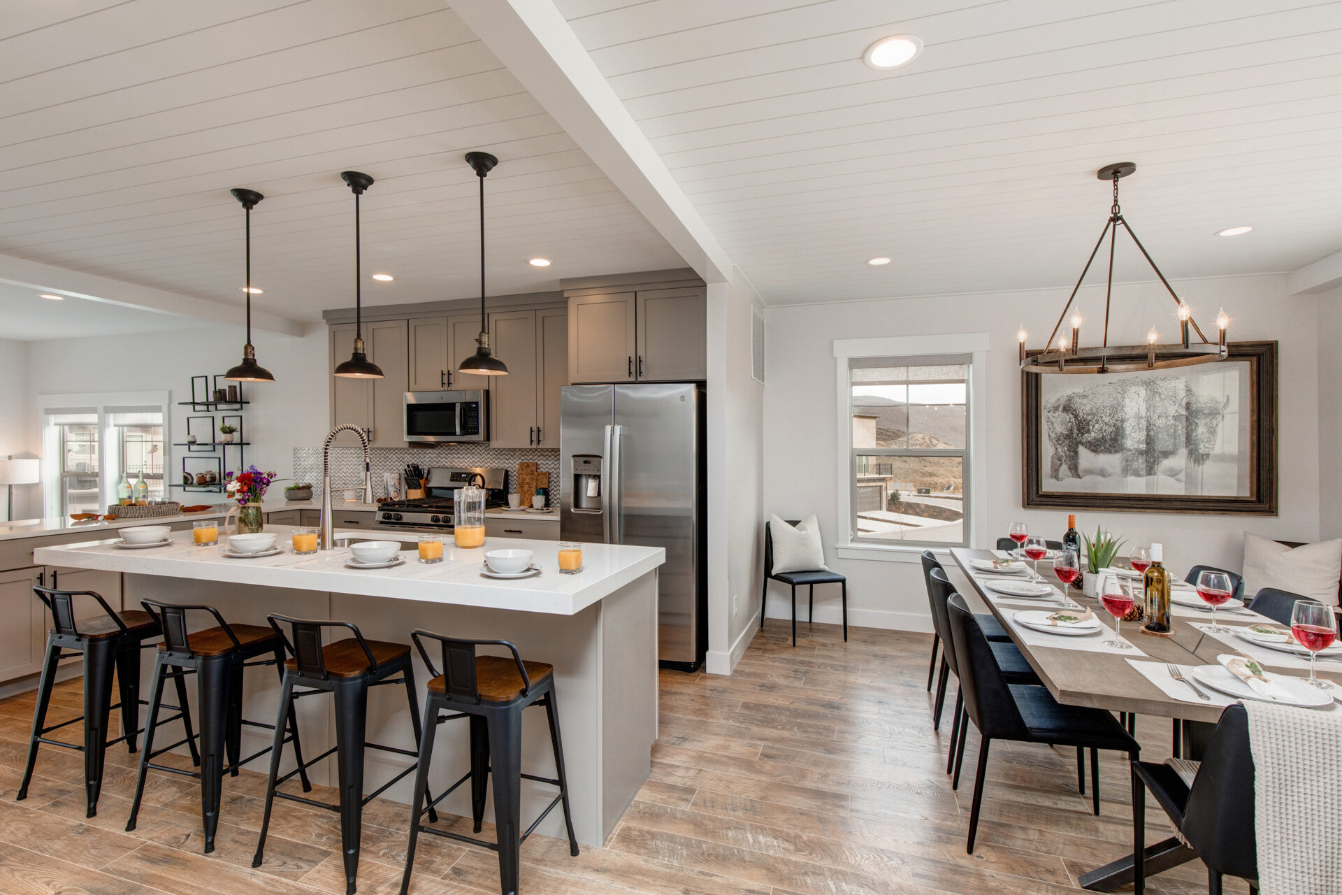 Open floor kitchen design by Park City interior designer Chalet + Co.