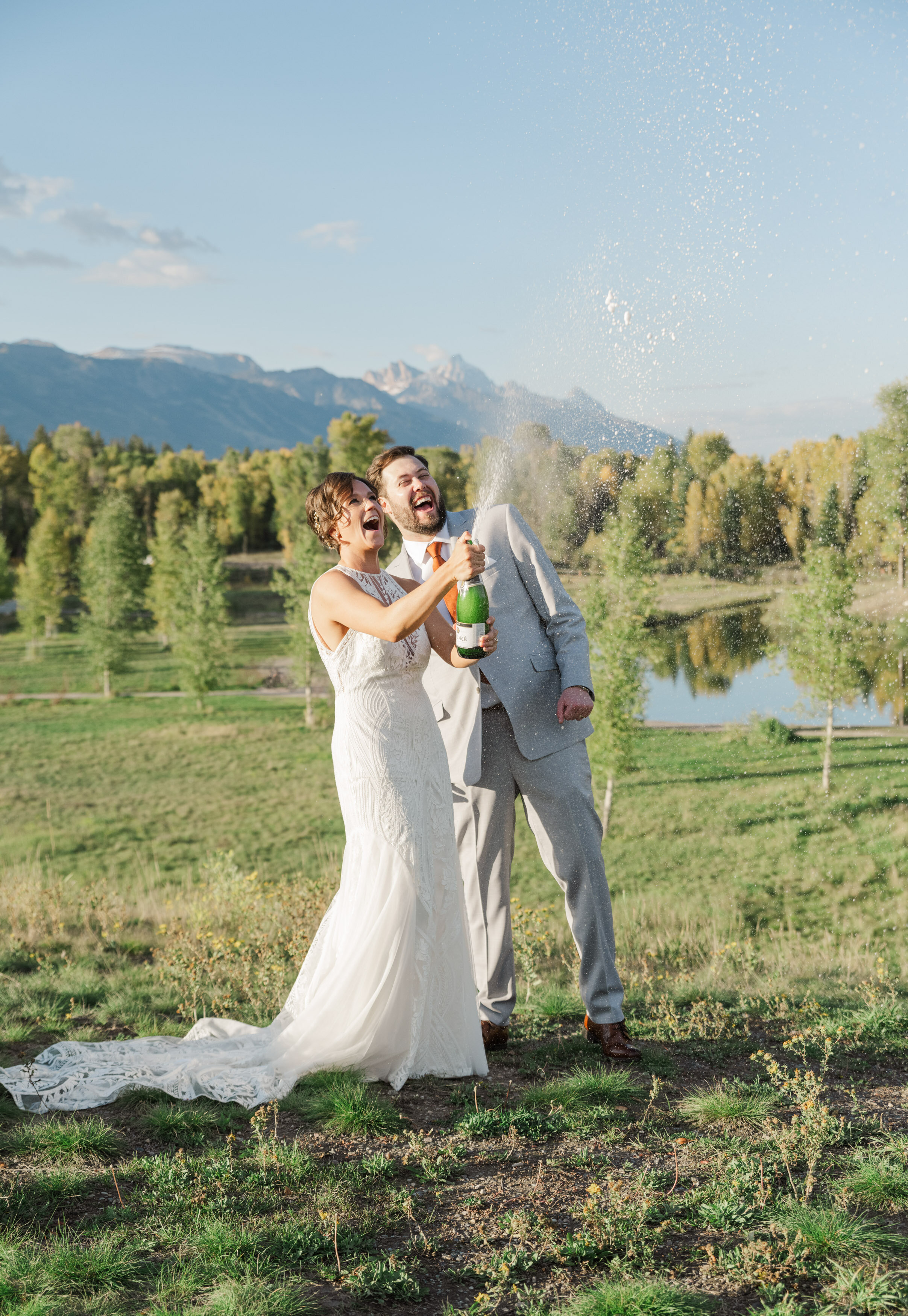 Grand Tetons Wedding | Champagne Spray
