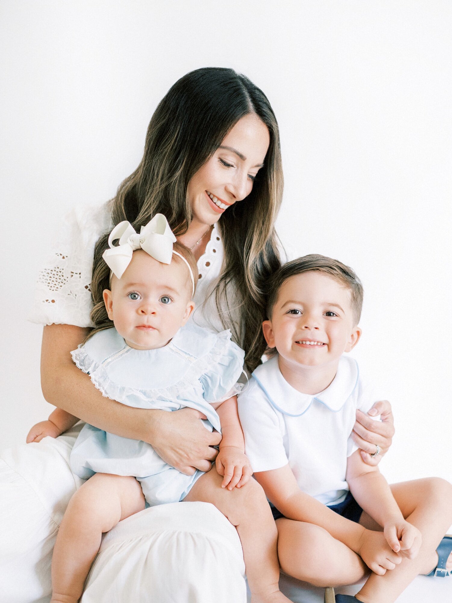 Mom with two children in Dallas photography session
