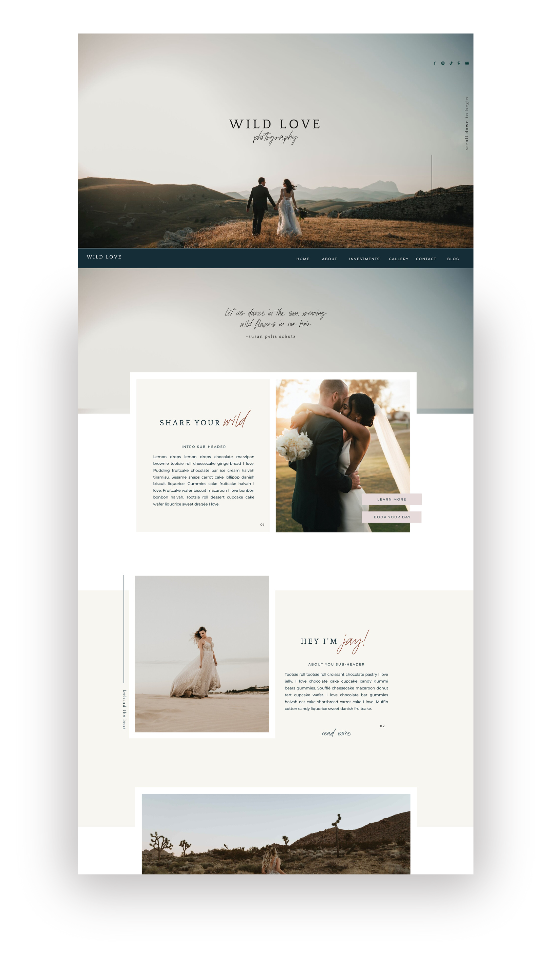Wild love Showit website Template-flatlay