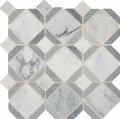Gray and white marble like mosaic tile.