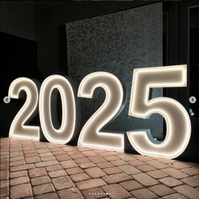 Light up neon marquee numbers 2025. 