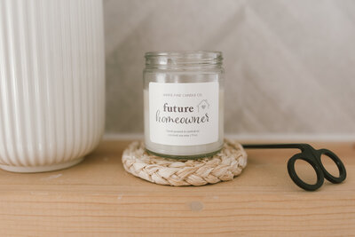 Future homeowner candle in home real estate