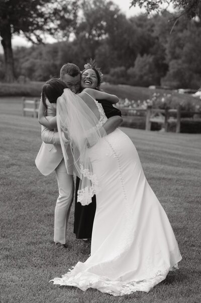 Bride and groom walk up memorial steps at their DC wedding