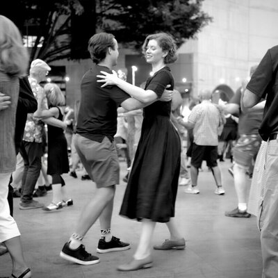 Ashley Laabs swing dancing at an outdoor event