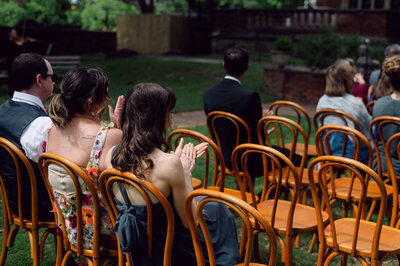Bride lovingly gazing at the groom during their New York City wedding ceremony