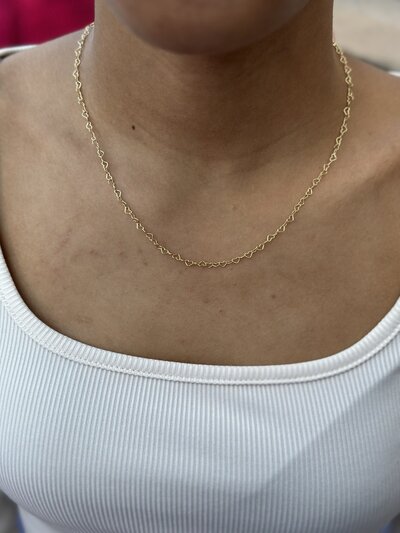 Custom gold permanent necklace from Jazzy's Glam Bar in Tampa, FL