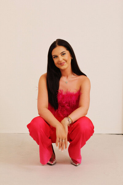 Pink outfit at a branding shoot