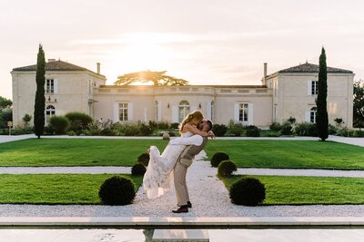 Gemma and Michael at a French chateau wedding on their wedding day