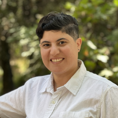 Image of Rae Amirian LCSW. Rae had short dark hair, a smile, and a grey blue button up shirt.