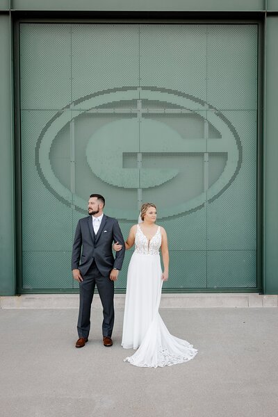 Bride and Groom at Lambeau Field