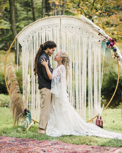 Bride and Groom standing at the alter during their wedding ceremony in Colorado