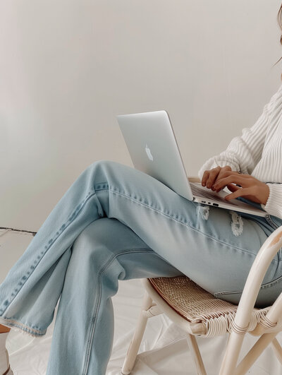 Content creator managing small business marketing