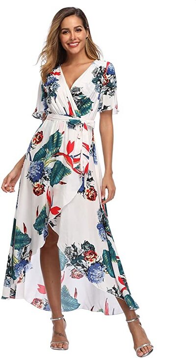 tropical flowy pattern dress for vacation