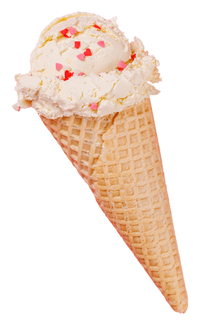 Vanilla Ice Cream Cone with love heart sprinkles