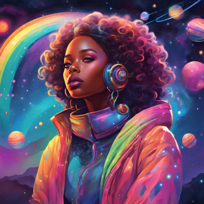 Rainbow woman in space