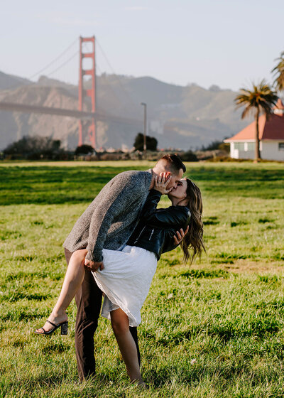 Bride and groom at Crissy Field in SF.