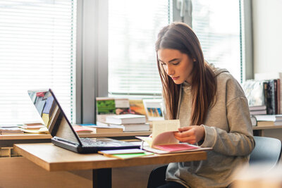 Female physician assistant student prepping for EOR or EOC exam