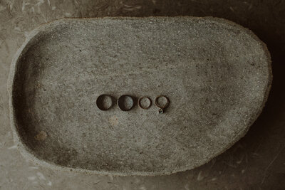 Bride and groom's wedding rings in 1-Hotel Hanalei