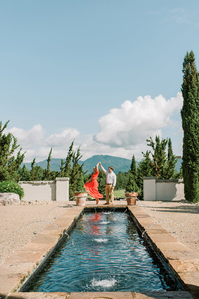bride and groom walking in savannah GA