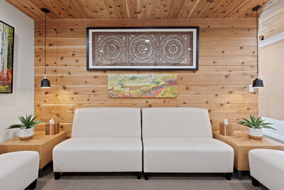Elegant, modern great room of Pisina new construction project designed by Spokane interior designer Sarro Design.