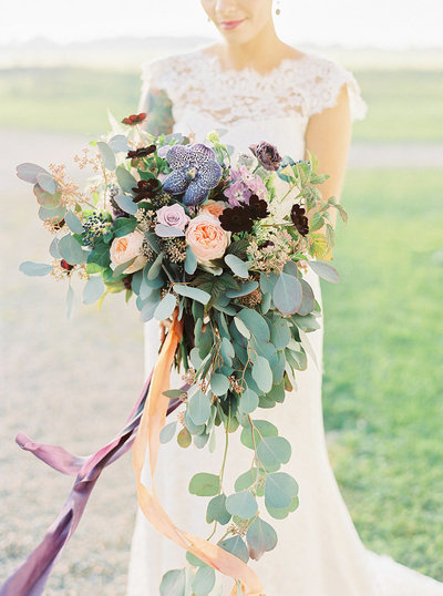 garden inspired wedding bouquet with eucalyptus