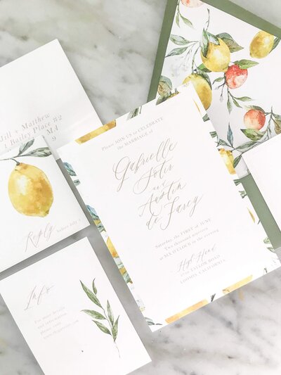 Lemon Citrus wedding invite