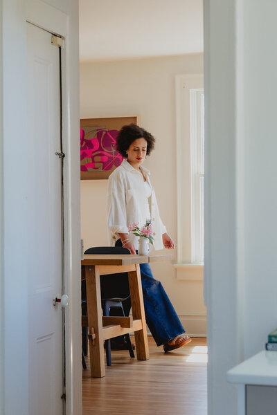 lifestyle portrait of an interior designer in upstate new york